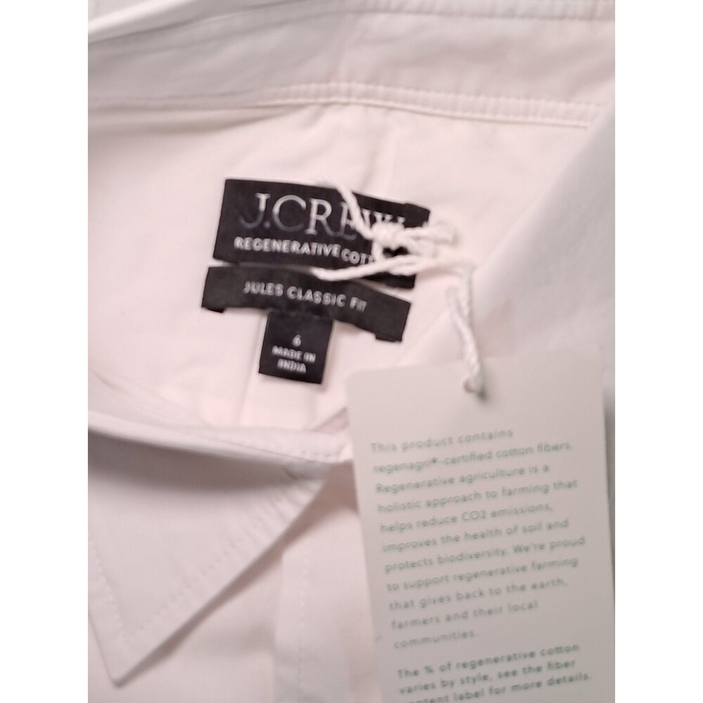 J.Crew Jules Classic Fit Cotton Poplin Shirt White PLEASE READ CN474 Size 6 NWT - Picture 2 of 10